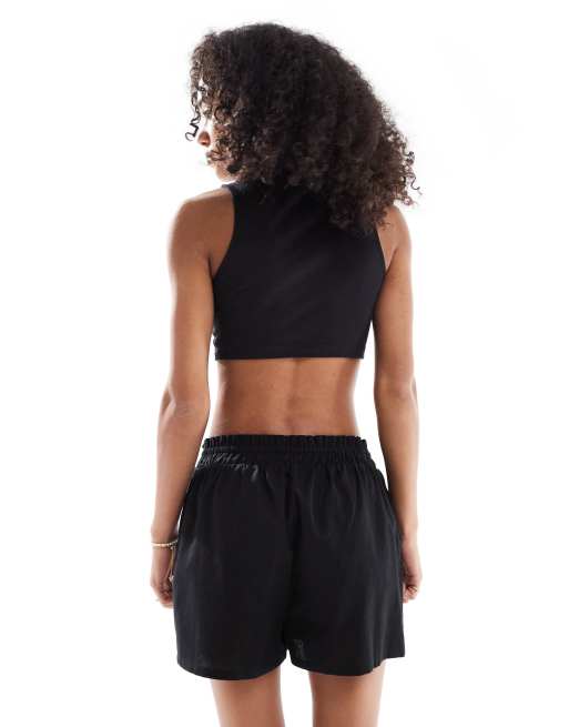 ASOS DESIGN – Wciągane krótkie czarne szorty z haftowanym wzorem, 4 z 5