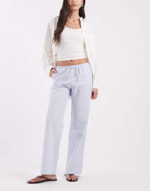ASOS DESIGN – Wciągane spodnie z szerokimi nogawkami w niebieskie prążki, 3 z 5