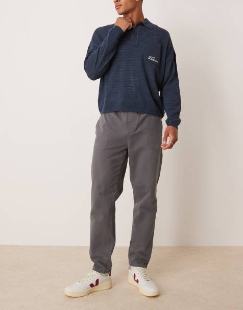 ASOS DESIGN – Wciągane zwężane chinosy w grafitowym kolorze - view 1