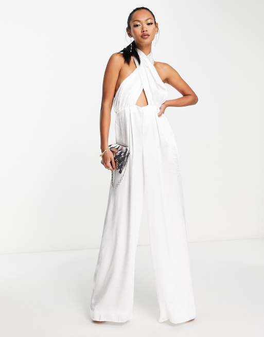 ASOS DESIGN - Wear Me Anyway - Combinaison en satin ultra-brillant - Blanc, 3 de 4