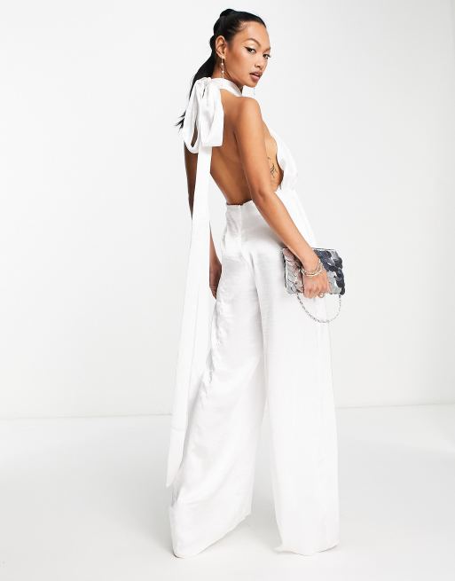 ASOS DESIGN - Wear Me Anyway - Combinaison en satin ultra-brillant - Blanc, 4 de 4