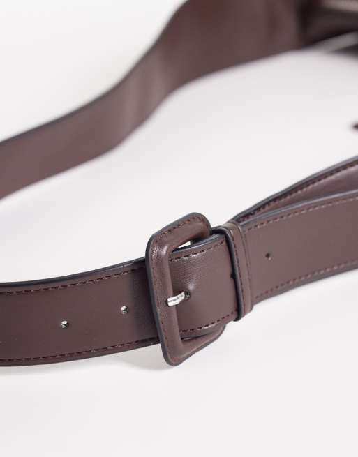 ASOS DESIGN weave adjustable sling bag in chocolate, 3 of 4