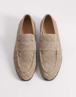  weave loafers in stone suede
