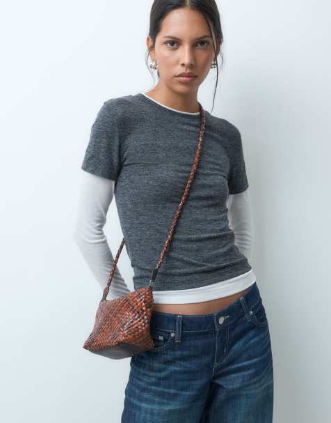 ASOS DESIGN weave mini two tone flap top crossbody bag - view 1