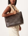 [ASOS DESIGN] ASOS DESIGN weave tote bag in dark chocolate-Brown No Size Chocolate