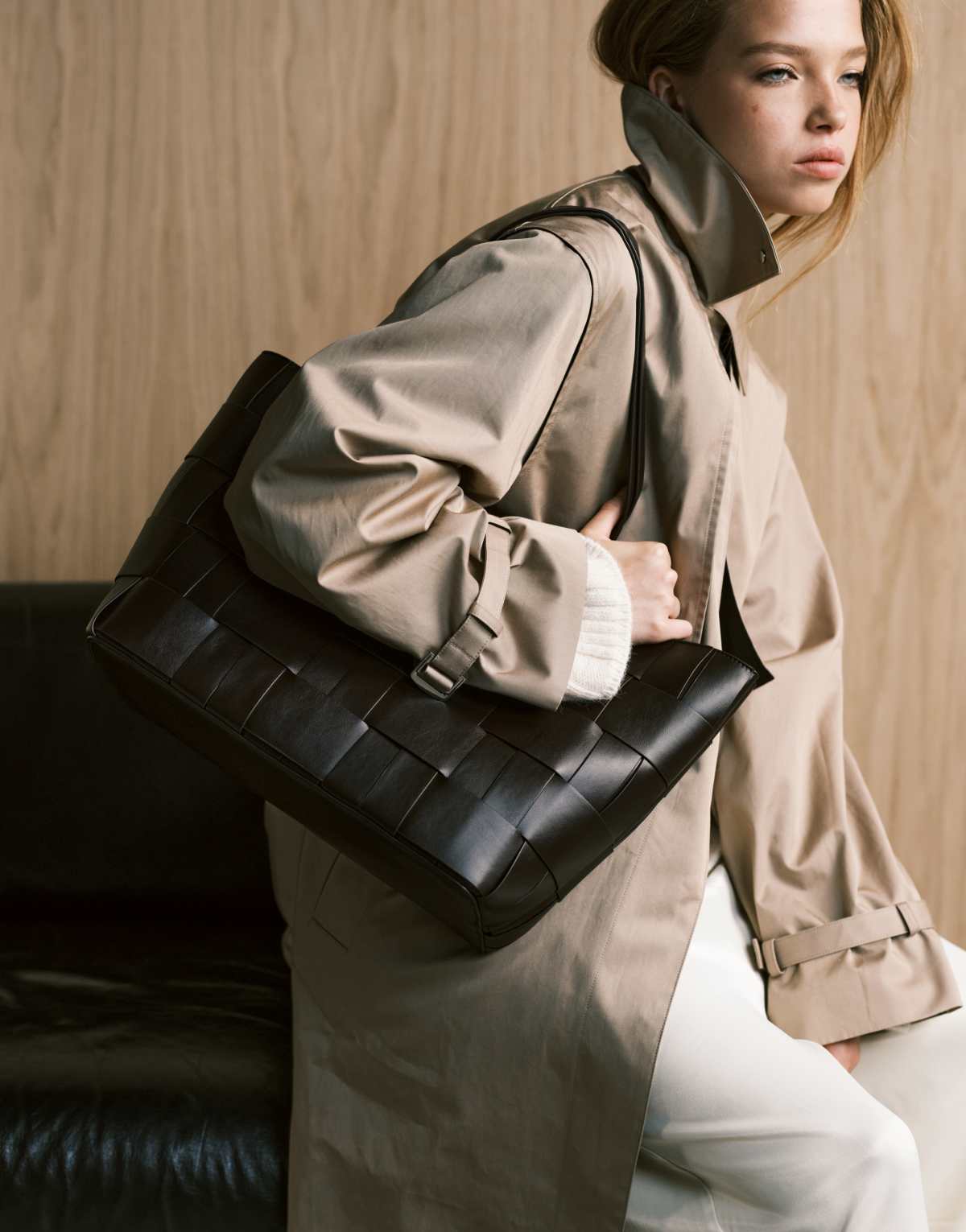 ASOS DESIGN weave tote bag in dark chocolate