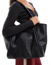 ASOS DESIGN loop through clutch bag in black and cream stripes