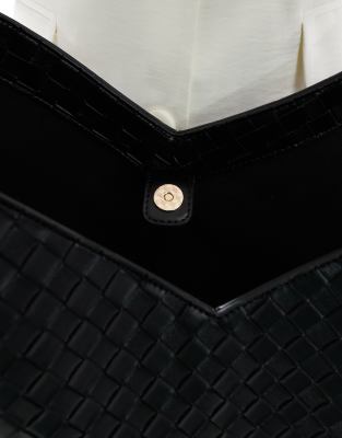 ASOS DESIGN weave tubular tote bag in black