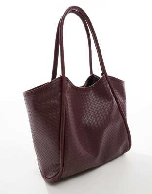 Shop Asos Design Weave Tubular Tote Bag
