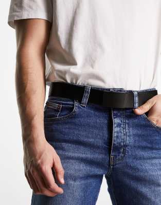 Asos Design Webbing Belt With Matte Black Buckle In Black