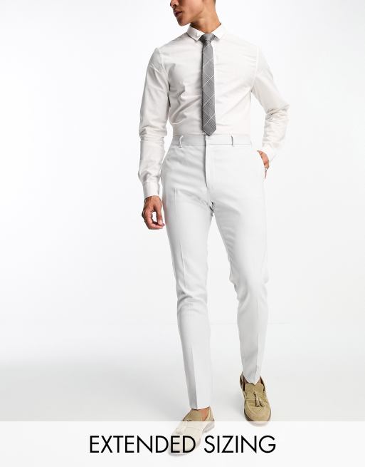 ASOS DESIGN Wedding – Anzughose in Eisgrau mit engem Schnitt und feiner Struktur