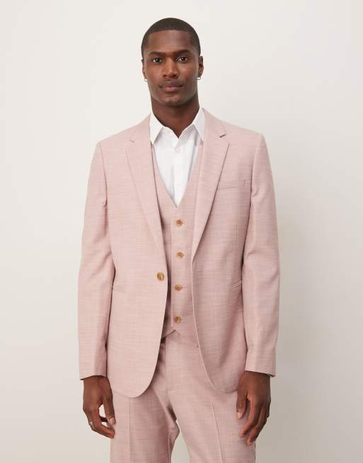 ASOS DESIGN Wedding – Anzugjacke in Rosa mit engem Schnitt und Strukturmuster, 2 von 5