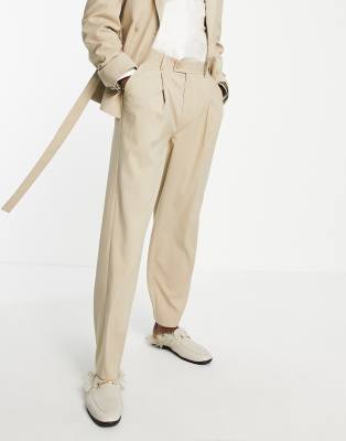 ASOS DESIGN wedding balloon suit trousers in beige - ASOS Price Checker