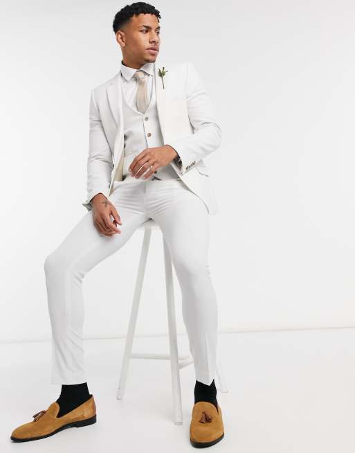 ASOS DESIGN Wedding – Besonders enge Anzughose in Eisgrau