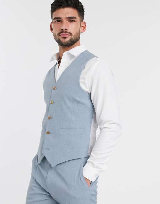 ASOS DESIGN — Wedding — Blå habitvest med smal pasform