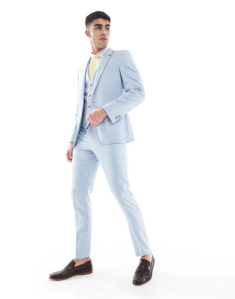 ASOS DESIGN Wedding - Blå skinny-habitjakke med tekstur - view 1