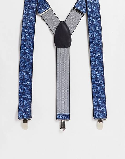 Asos Uomo Accessori Cravatte e accessori Cravatte Cravatta sottile color argento a fiori e bretelle nere 