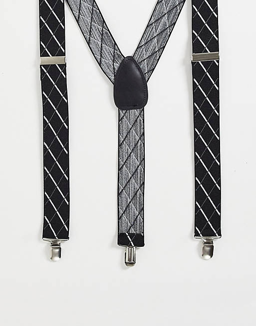 Wedding Bretelle larghe nere e bianche a quadri Asos Uomo Accessori Cinture e bretelle Bretelle 