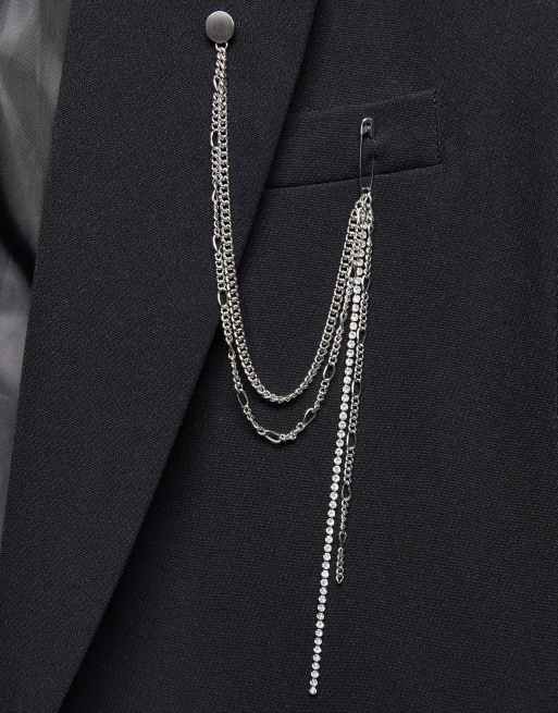 ASOS DESIGN Wedding - Broche drapée à chaînes à maillons - Argenté