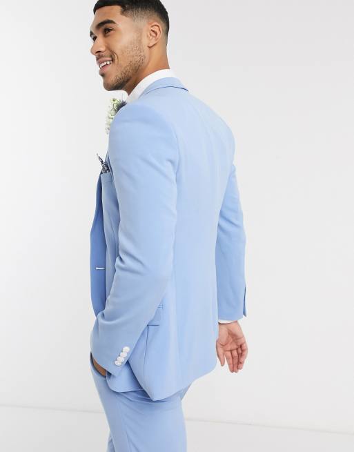 ASOS DESIGN Wedding - Bröllop - Azurblå kavaj med extra smal passform och fyrvägsstretch, 2 av 4