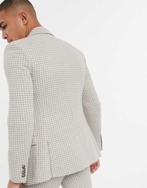 ASOS DESIGN Wedding - Bröllop - Hundtandsmönstrad kavaj i ullblandning med extra smal passform, 2 av 4