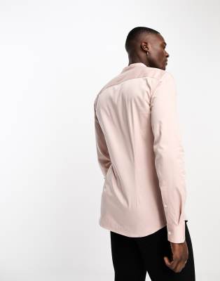 Camicia premium skinny in rasatello rosa chiaro con colletto alla coreana - ASOS DESIGN Camicia donna  - immagine3