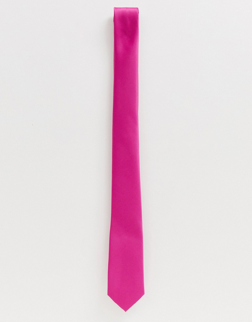 ASOS DESIGN Wedding - Cravatta sottile testurizzata rosa acceso