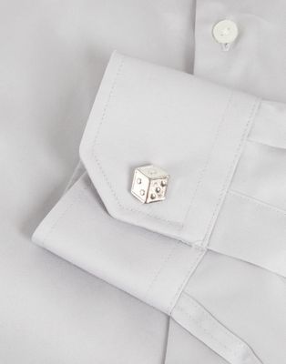 ASOS DESIGN wedding cufflinks with dice design in silver tone