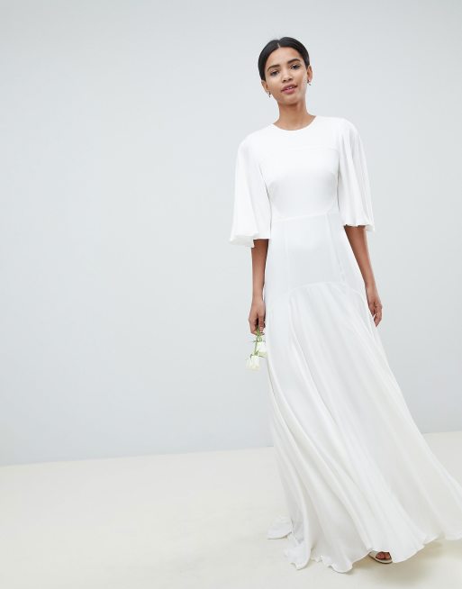 asos flutter sleeve wedding dress