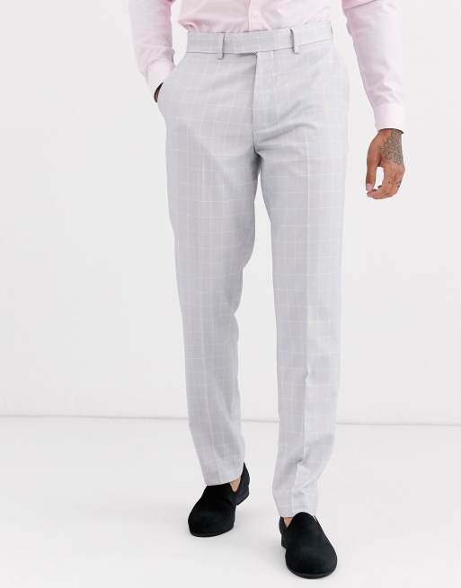 ASOS DESIGN – Wedding – Schmal geschnittener Anzug mit Karomuster in Eisgrau, 2 von 2