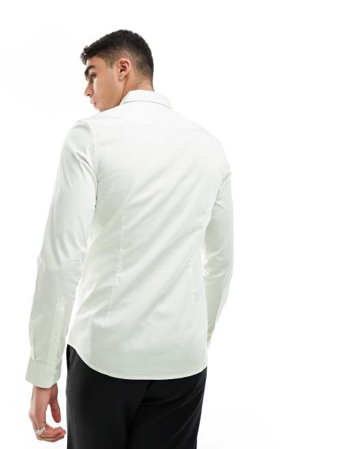 ASOS DESIGN Wedding – Elfenbensvit satinskjorta med smal passform , 4 av 4