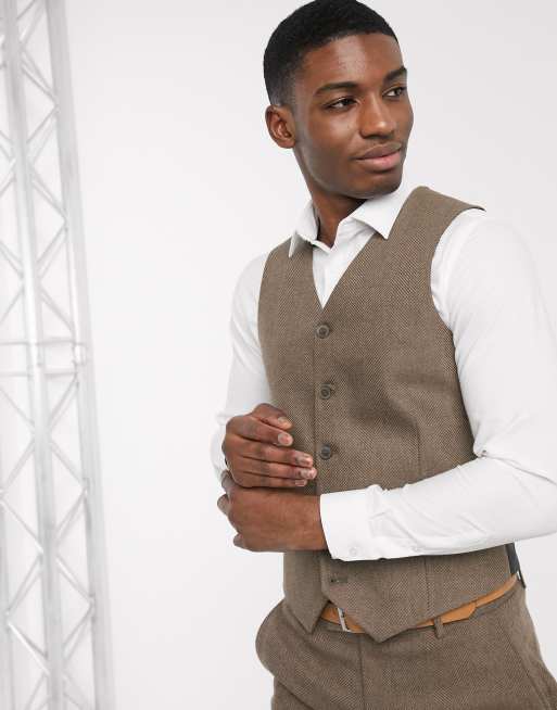 ASOS DESIGN Wedding – Enge Anzugweste aus Wollmischung mit