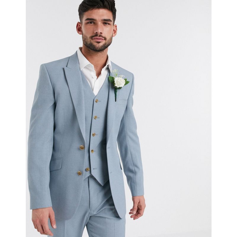 keu1d Abiti DESIGN Wedding - Giacca da abito skinny blu tenue crosshatch