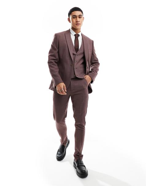 ASOS DESIGN Wedding - Giacca da abito skinny bordeaux microtesturizzata - view 1
