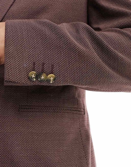 ASOS DESIGN Wedding - Giacca da abito skinny bordeaux microtesturizzata, 5 di 5