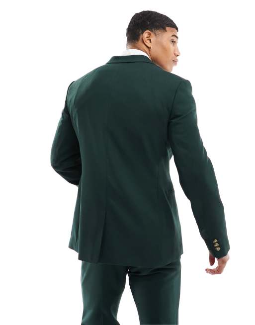 ASOS DESIGN Wedding Giacca da abito slim microtesturizzata verde bosco