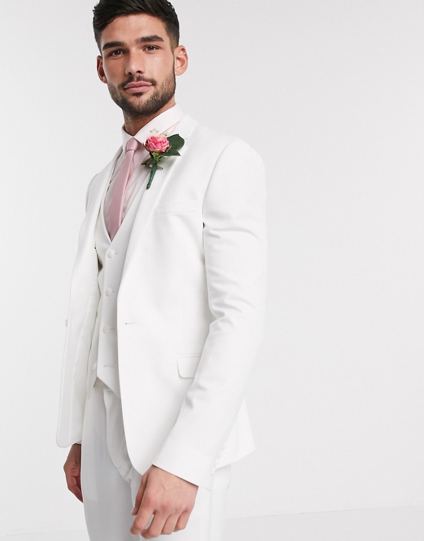 ASOS DESIGN Wedding - Giacca da abito super skinny bianca-Bianco