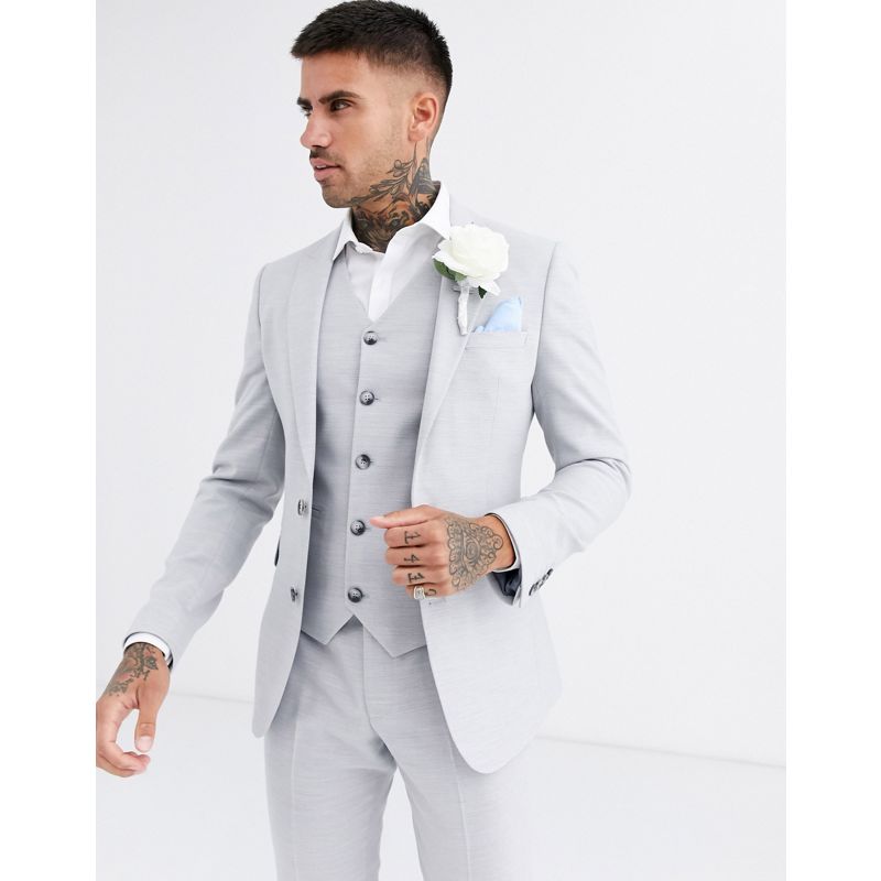 2RNCU Abiti DESIGN Wedding - Giacca da abito super skinny grigio ghiaccio testurizzato