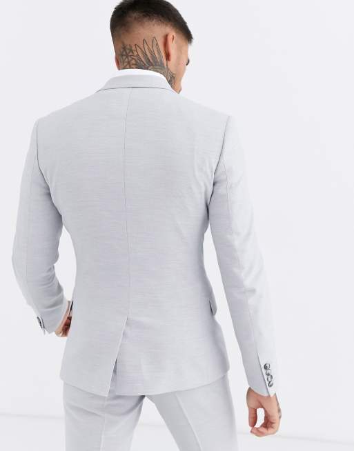 ASOS DESIGN Wedding - Giacca da abito super skinny grigio ghiaccio testurizzato, 2 di 4