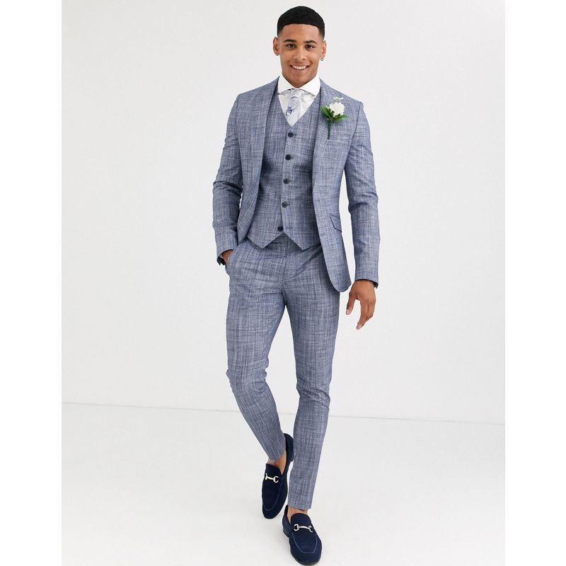 bGbG3 Uomo DESIGN Wedding - Giacca da abito super skinny in crosshatch blu scuro
