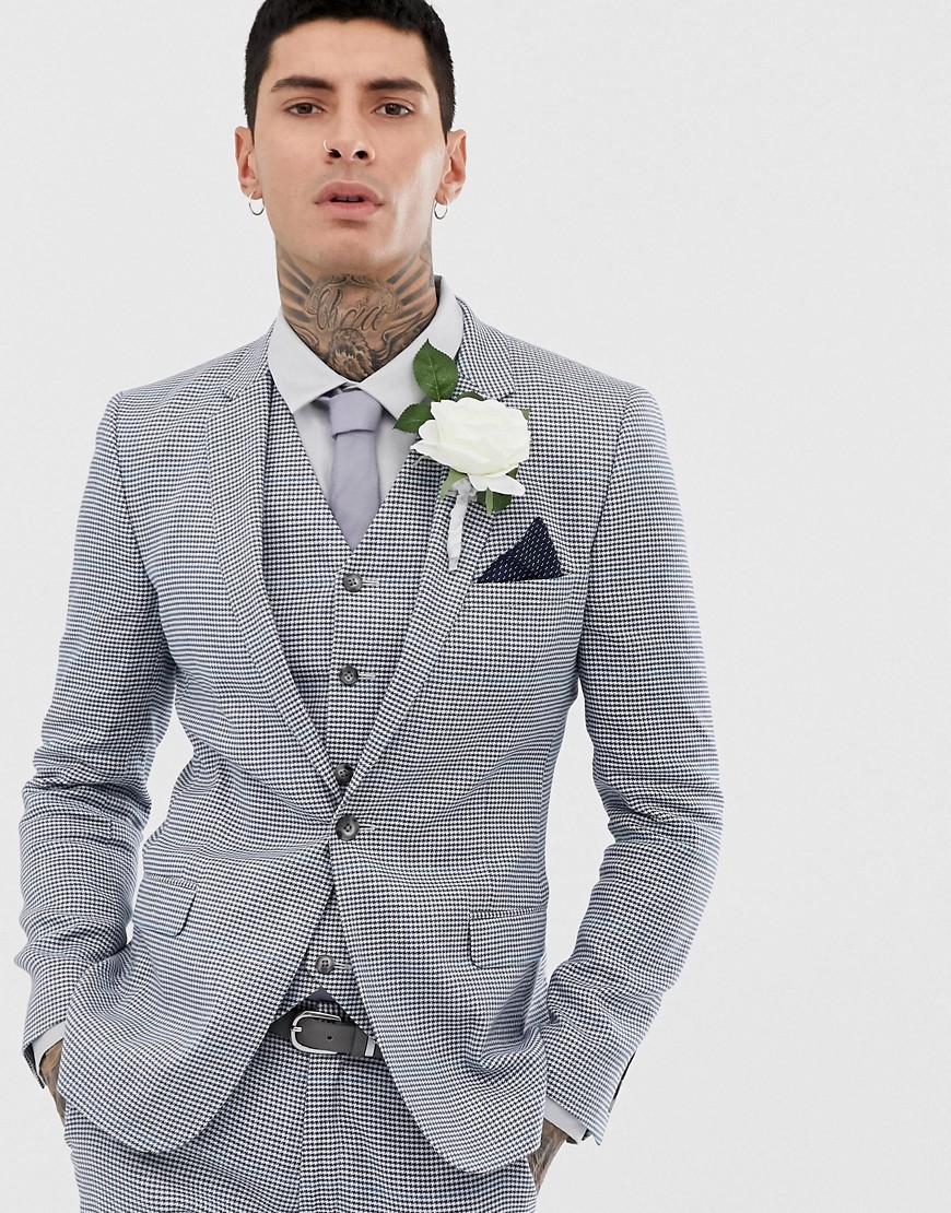 ASOS DESIGN Wedding - Giacca da abito super skinny in lino grigia-Grigio