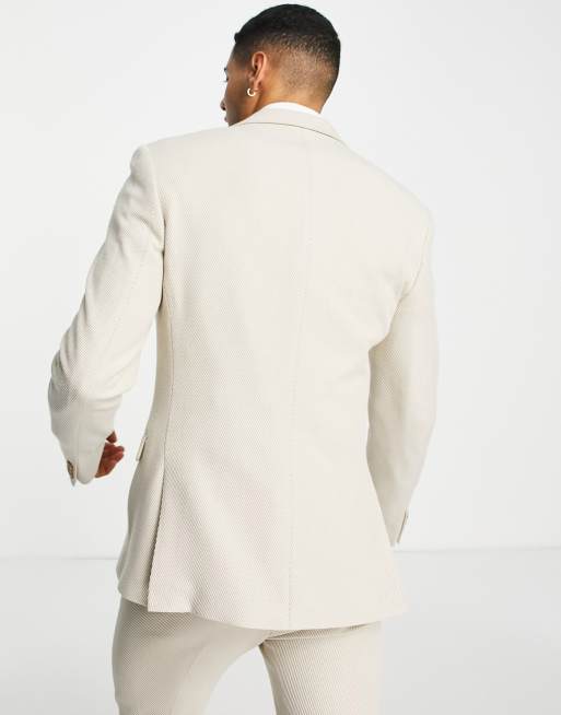 ASOS DESIGN Wedding - Giacca da abito super skinny in twill spazzolato color pietra, 2 di 4