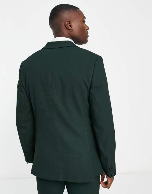 ASOS DESIGN Wedding - Giacca skinny da abito in verde bosco con micro-texture, 2 di 4