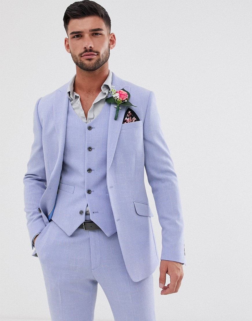 ASOS DESIGN wedding - Giacca skinny da abito lilla con tratteggio incrociato-Viola