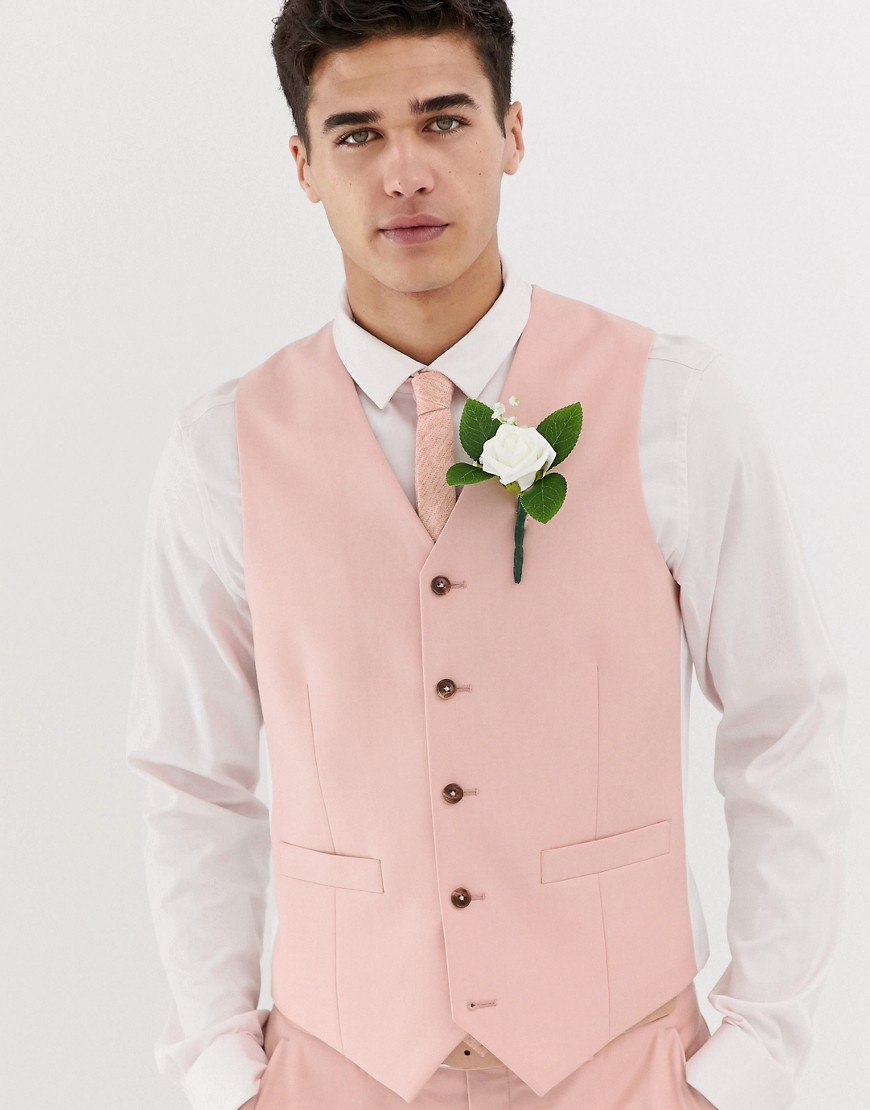 ASOS DESIGN Wedding - Gilet da abito skinny rosa
