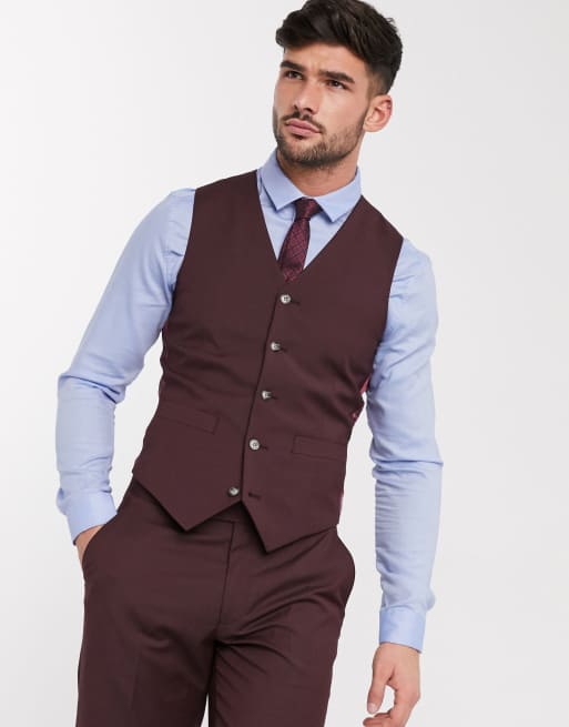 ASOS DESIGN Wedding - Abito slim bordeaux, 4 di 4