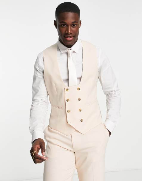 ASOS DESIGN Wedding - Gilet da abito slim color pietra microtesturizzato - view 1