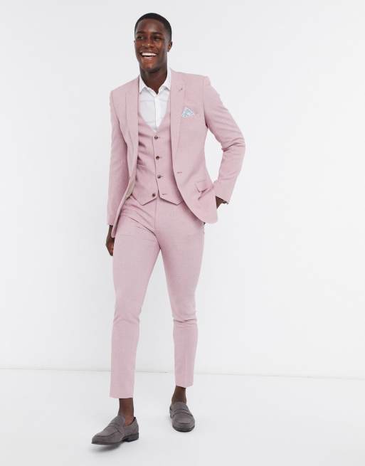 ASOS DESIGN Wedding - Abito super skinny rosa con tratteggio incrociato, 3 di 3