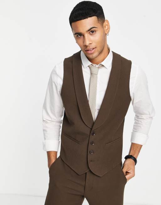 gilet de costume marron homme