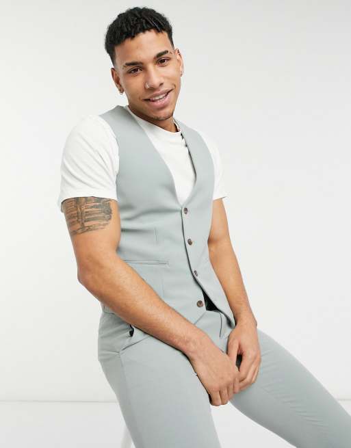 ASOS DESIGN Wedding - Gilet de costume super slim - Vert ...